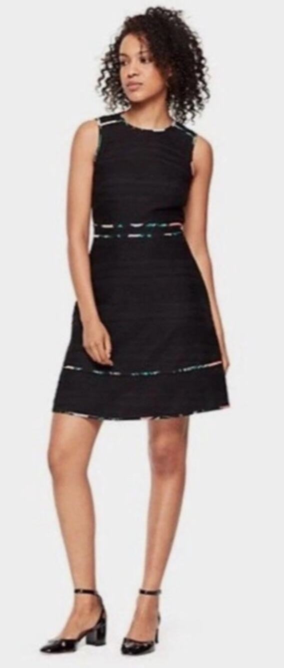Kate Spade Blossom Trim Tweed Black Dress Women’s Size 6 MSRP $398